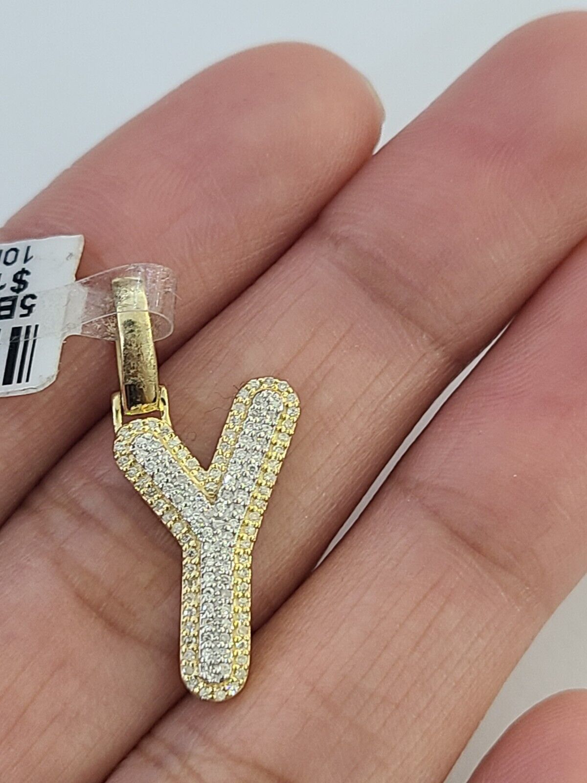 10k Real Yellow Gold Genuine Diamond Initial A-Z Alphabet Charm Pendent