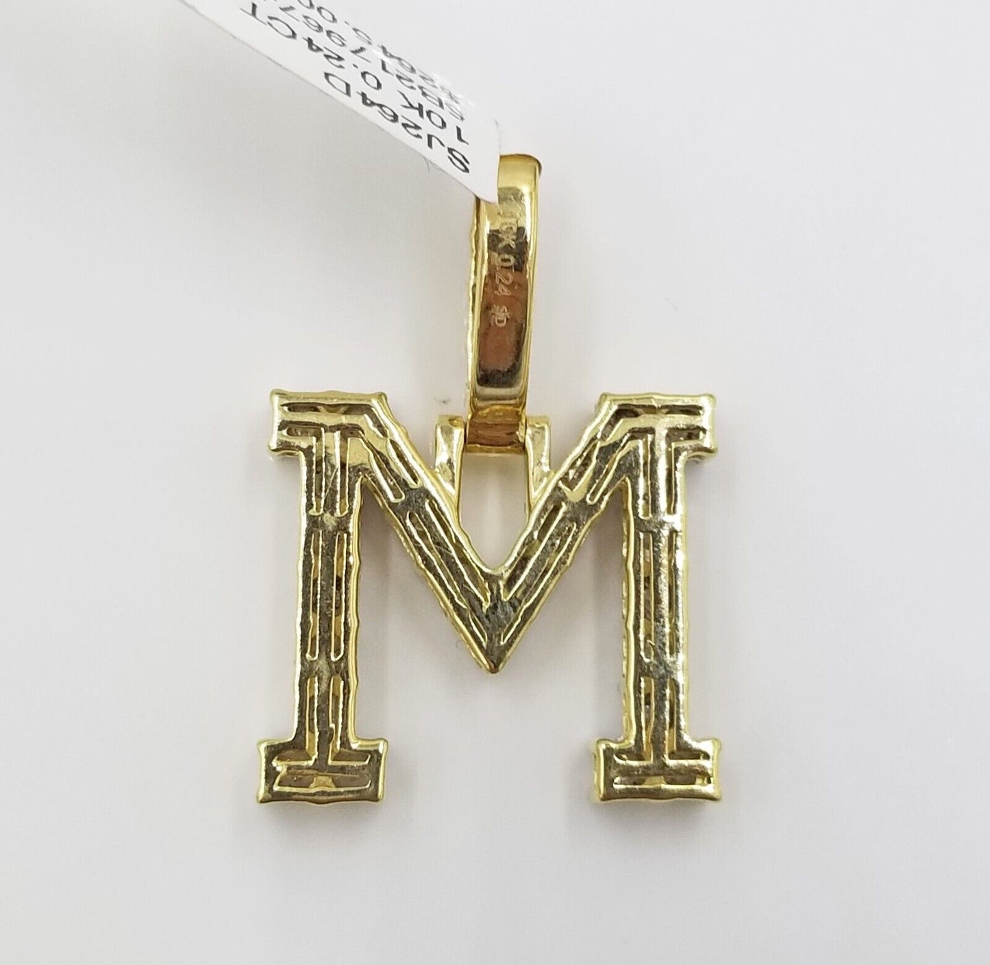 10k Yellow Gold Diamond Letter A-Z Initial Charm Pendant Real Diamond