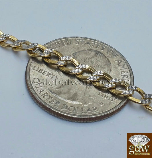 Real 10k Yellow Gold Miami Cuban Diamond Cut Chain in Various Length 22-26 Inch.