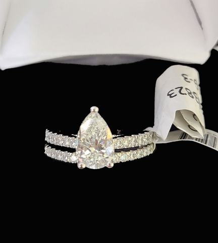 Real 14k White Gold Diamond Ladies Ring SETLab Created Women Engagement Wedding