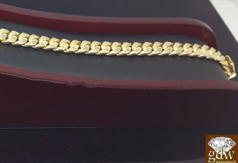 Men Real 14K Yellow Gold Miami Cuban Bracelet 8.5" Inch 7.1mm