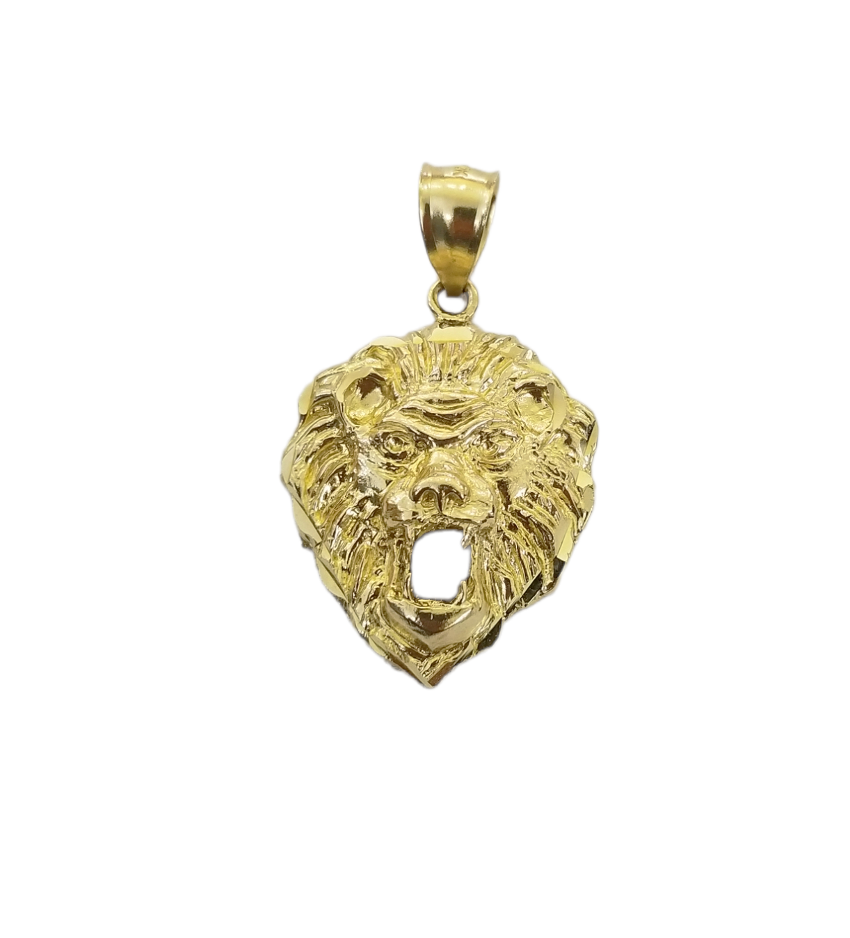 10K Yellow Gold Lion Head Charm Animal Pendent  Real 10kt