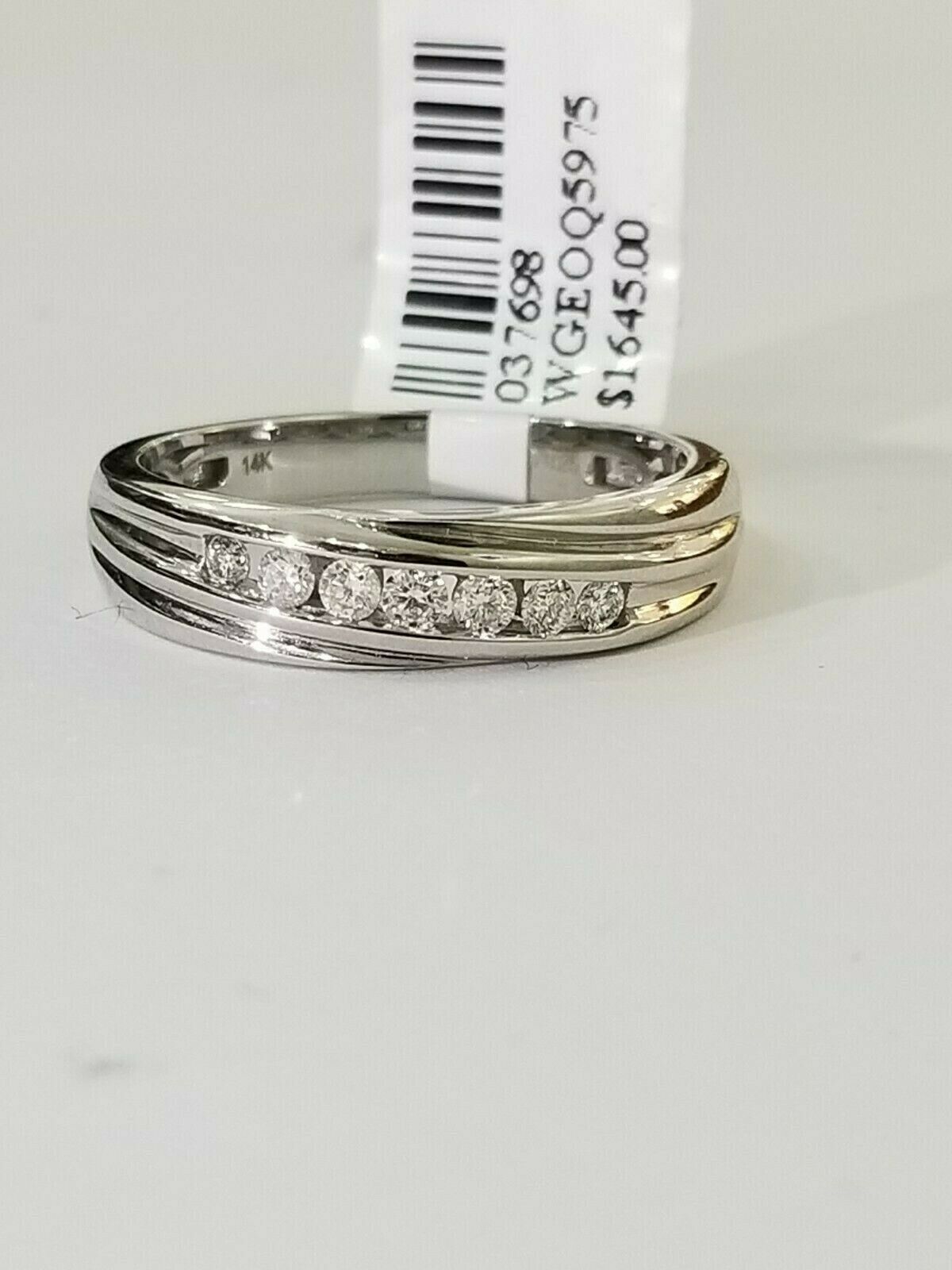 14k Gold 1/4CT Diamond Wedding/ Engagement Ring Band REAL 14 kt White Gold Men's