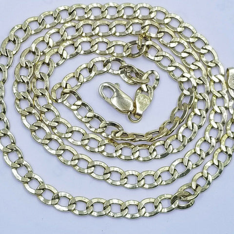 10K Yellow Gold Cuban Curb Link chain 5mm Necklace 18"-26"  Real