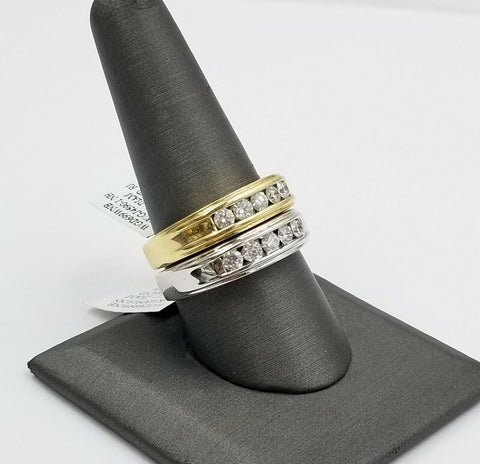 14k Yellow/White Gold Band Weeding Diamond Rings 0.50 CT Men's Band Ring, REAL