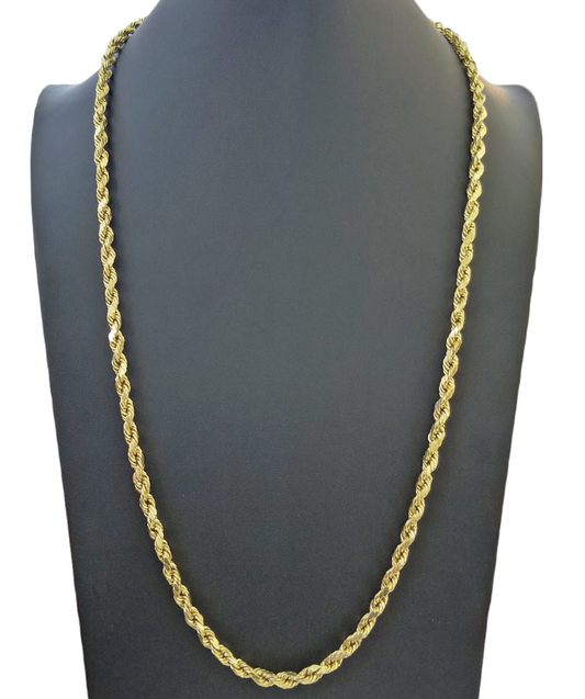 Real 10K Yellow Gold Rope Chain Necklace 26 Inch 3mm- 10mm Real 10k Men Women