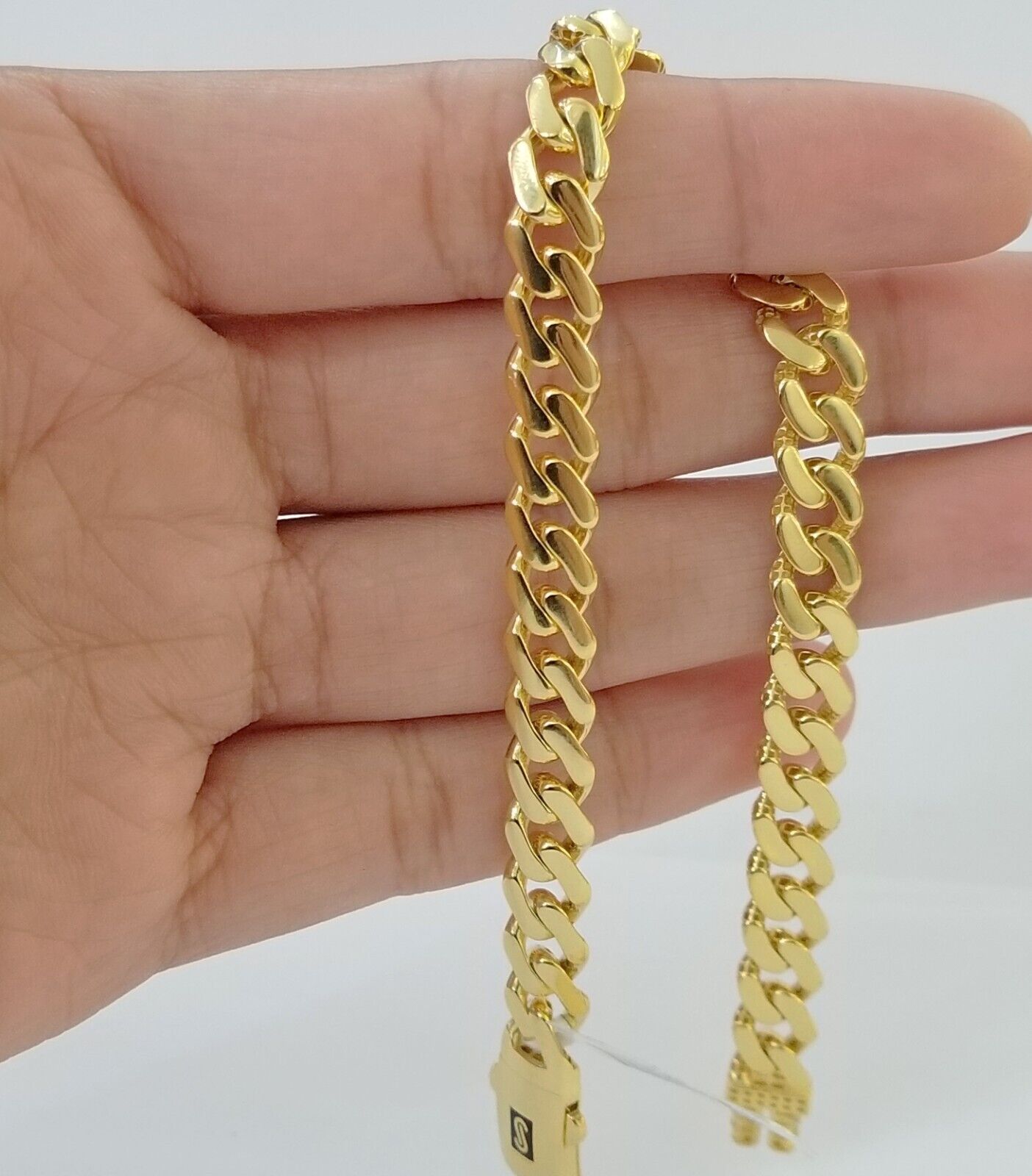 10K Real Yellow Gold Miami Cuban Monaco Chain 9" Bracelet 7mm 11mm 13mm 17mm