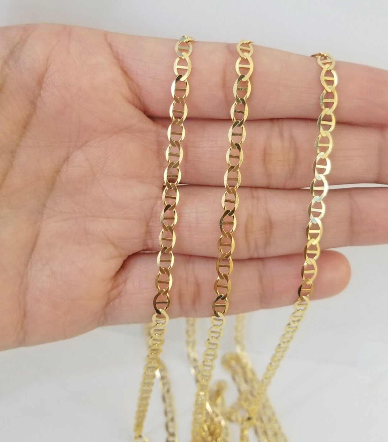 Real 10k Yellow Gold Mariner Anchor Link Chain 4mm Necklace 20" Inch