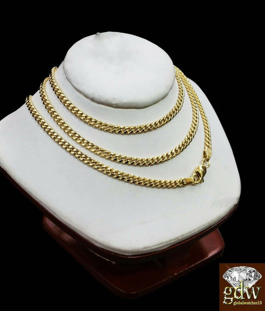 10k Gold Chain For Mens/Women Real Gold Cuban Chains 20" 22" 24" 26" 28" 30 3mm