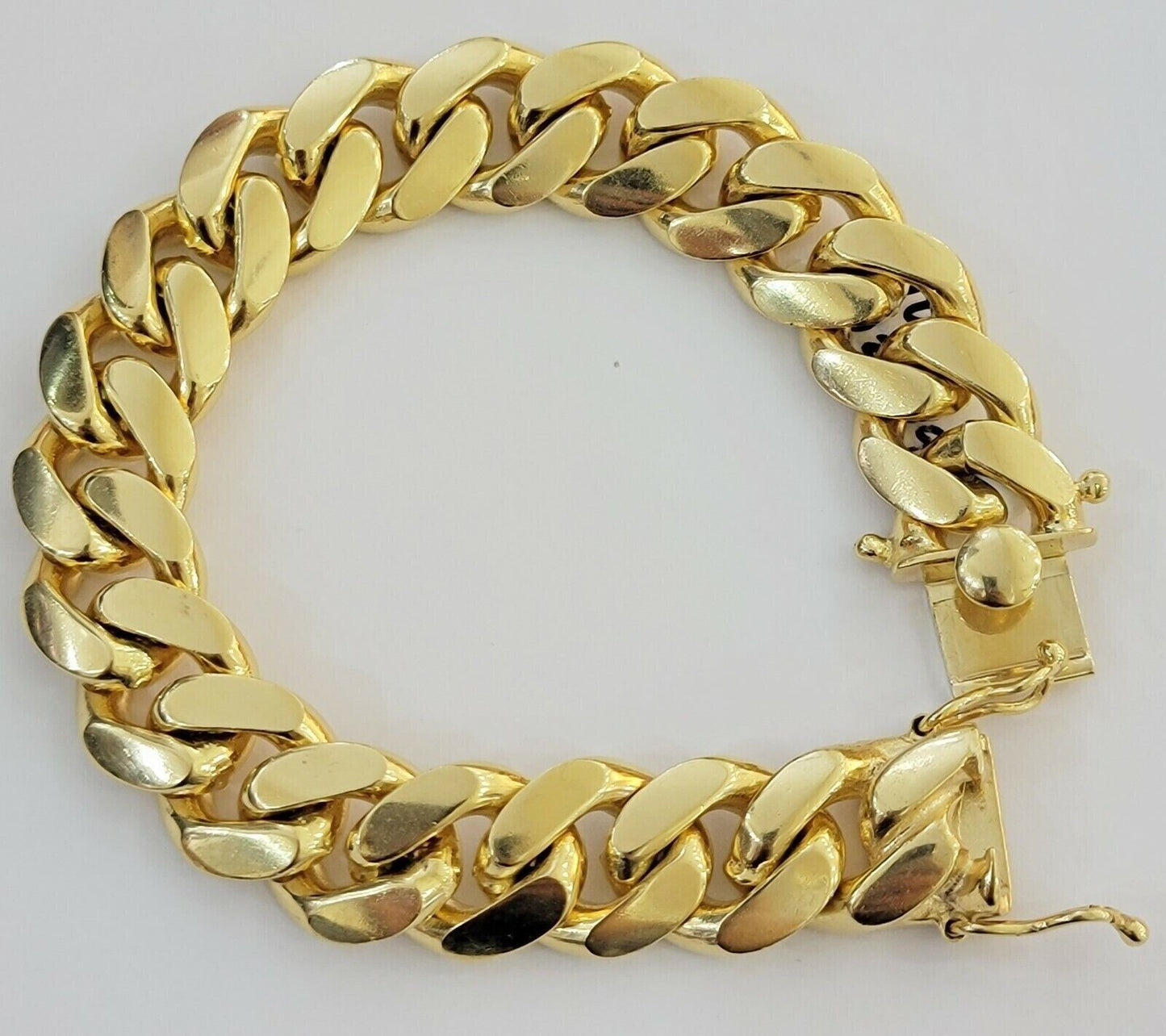 Solid 10k Gold Miami Cuban Link Bracelet Mens 8" 16mm Mens 10kt Real Gold Sale