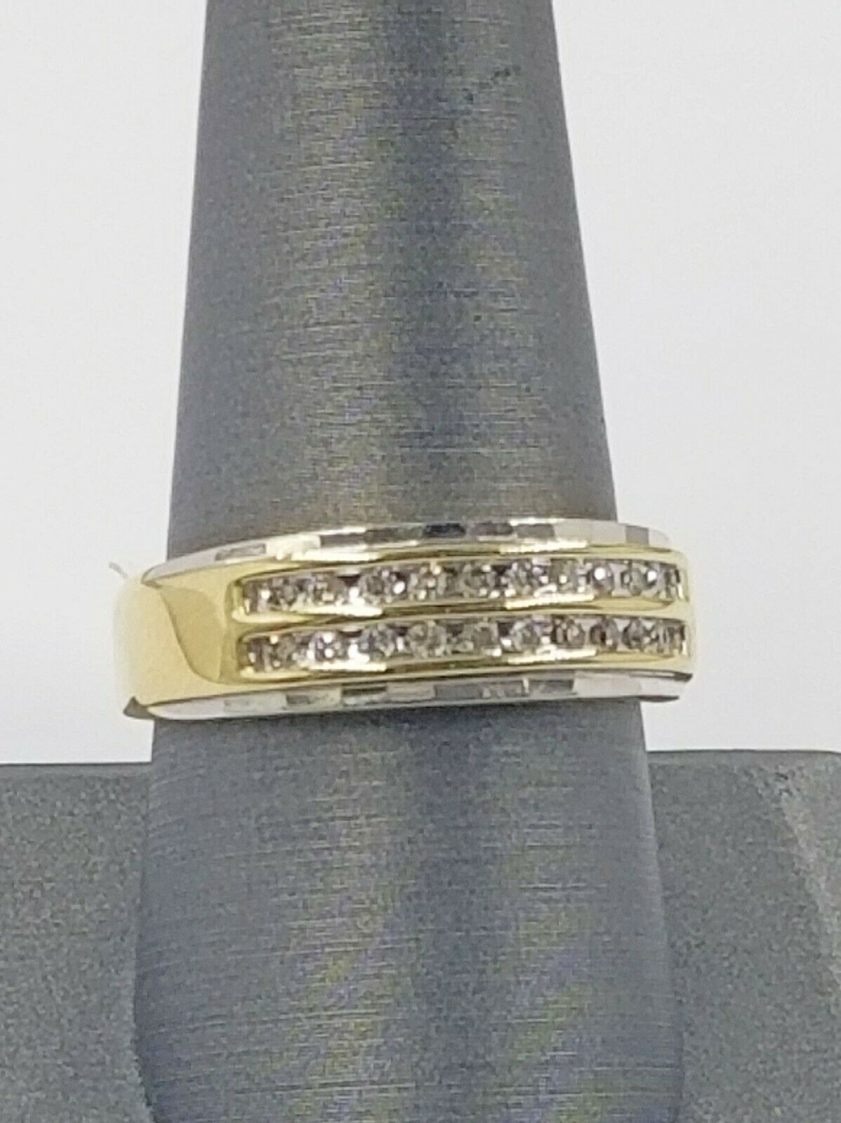 REAL 10k White Yellow Gold Wedding Engagement Band Men 0.24CT Real