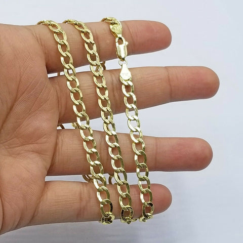 10K Yellow Gold Miami Cuban Curb Link chain 6mm Necklace 18"-26"  Real