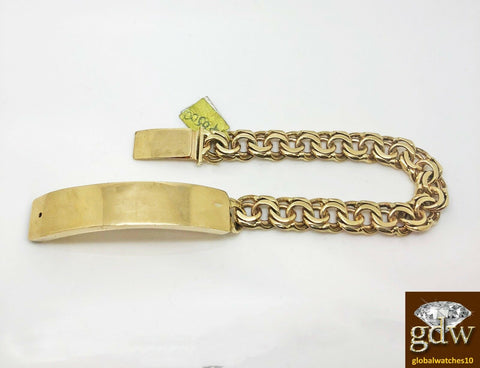 10k Yellow Gold Chino Link ID Bracelet Men 8 Inch Solid Links Franco Rope