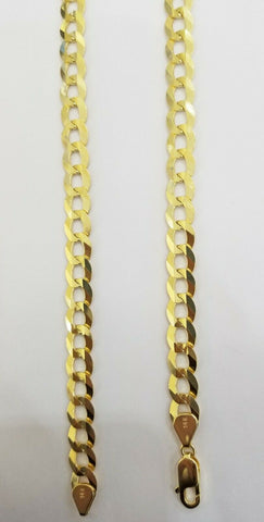Solid REAL Yellow Gold 14k Gold Cuban Curb Link Chain 24 inch Necklace 10mm