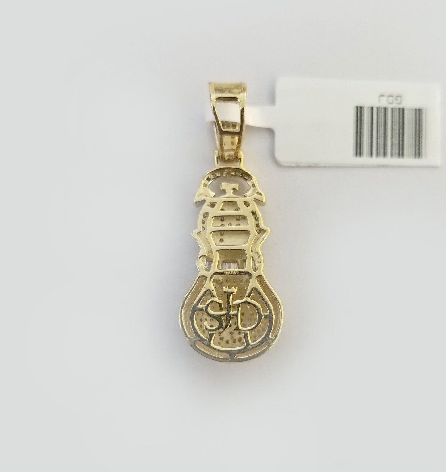 10K Yellow Gold Money Dollar Bag Charm Real Diamond 1" Gold Money Bag Pendant