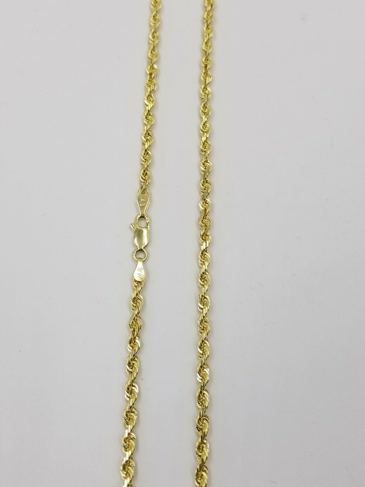 Real 14k SOLID Yellow Gold 2.5mm Rope Chain Diamond Cut 24" Inches Lobster Lock