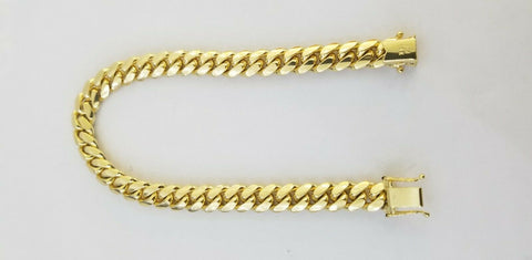 14K SOLID Gold Bracelet Miami Cuban Link Box Lock 9inch , yellow gold men women