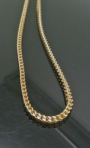 REAL 10k Yellow Gold 3mm Franco chain 24" Inch necklace 100% Authentic 10kt Gold