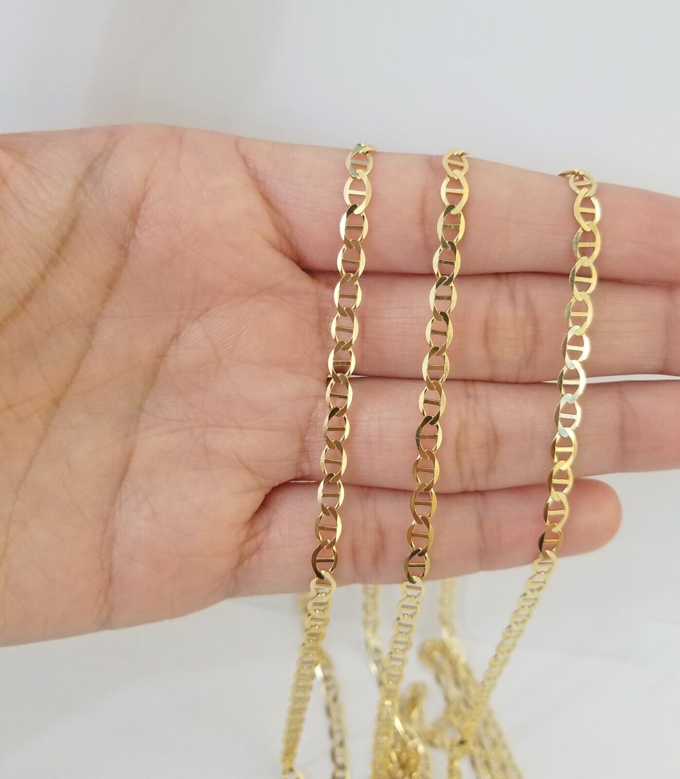 Real 10k Yellow Gold Mariner Anchor Link Chain 24" Inch 4mm Necklace