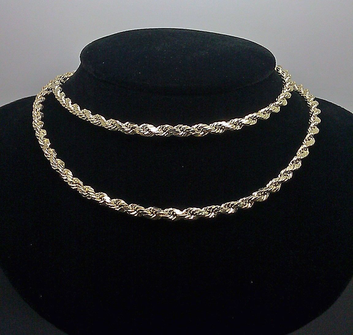 10k Real Gold Chain 5mm Rope Chain 16 18 20 22 24 26 28 30 Inch Diamond Cut