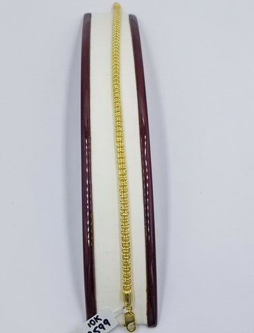 10k Yellow Gold Iced Bead Bracelet Chain Men's Women's Bracelet 9.25" 5mm
