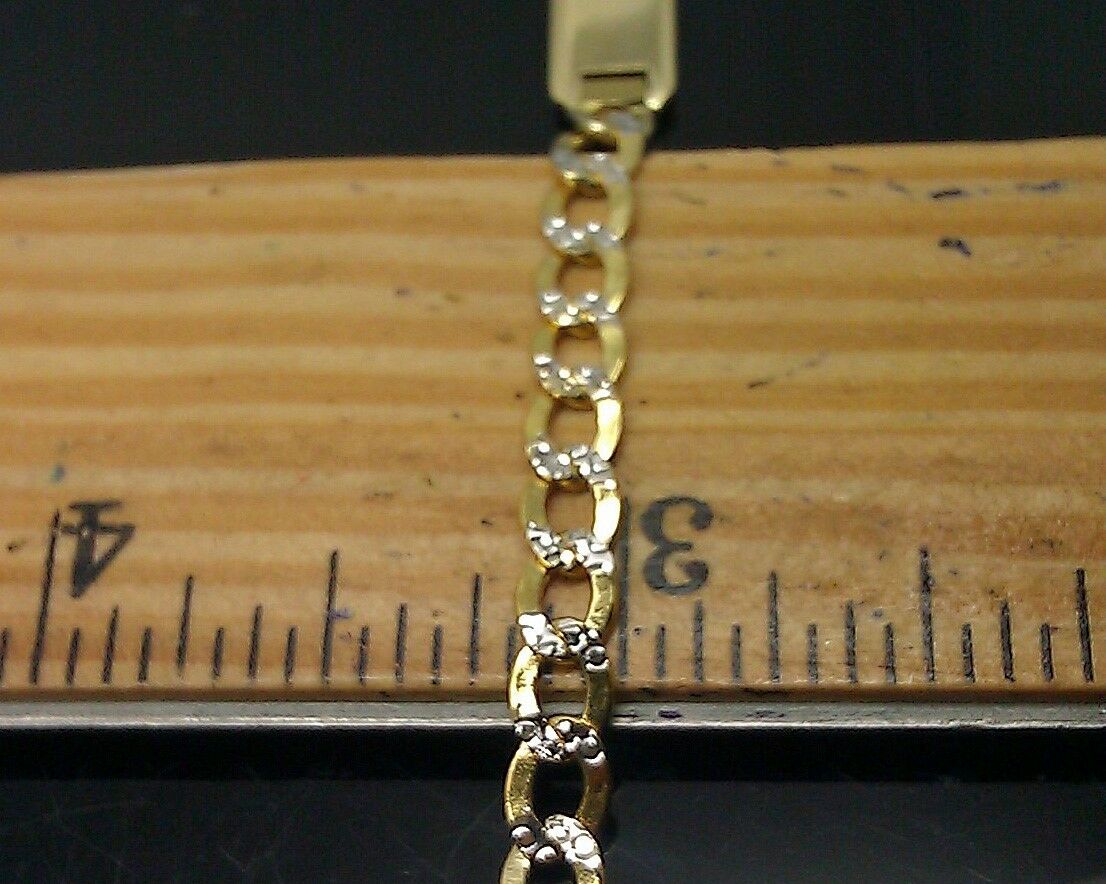 REAL 10K Gold Bracelet Kids ID Bracelet Link Diamond Cut