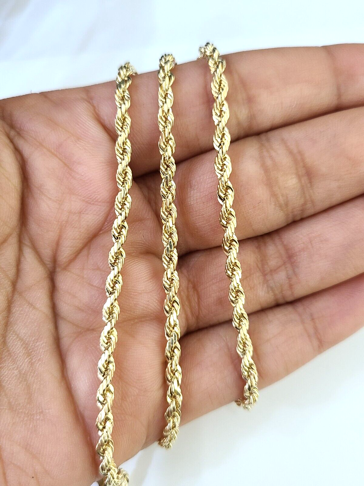 10k Gold Rope Chain & Round Charm \ Pendent SET 3mm 22 Inches Necklace