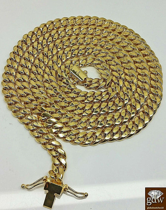 Real 14k Yellow Gold Cuban Miami Chain Necklace 6mm 28" Box Lock 14k