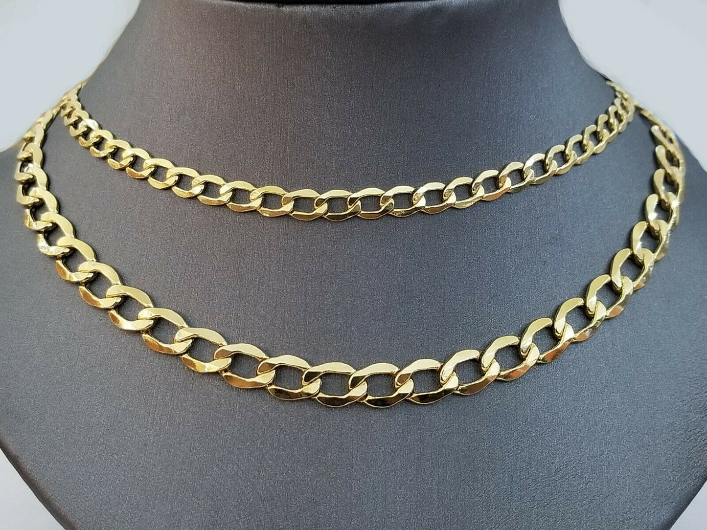 14k Gold Cuban Curve Link Chain Necklace Lobster Clasp Men Women Real