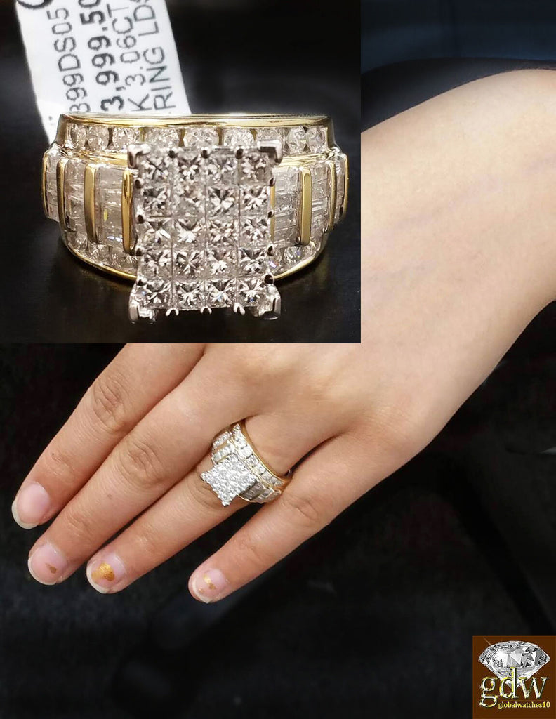 14k White Gold Ladies Diamond Flower Style Wedding Set Rings - A&V Pawn