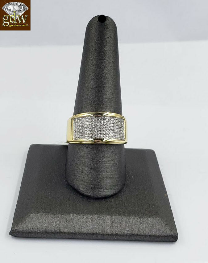 Mens REAL 10k Yellow Gold Wedding Engagement Ring Band Genuine 1/4CT Diamond ,10