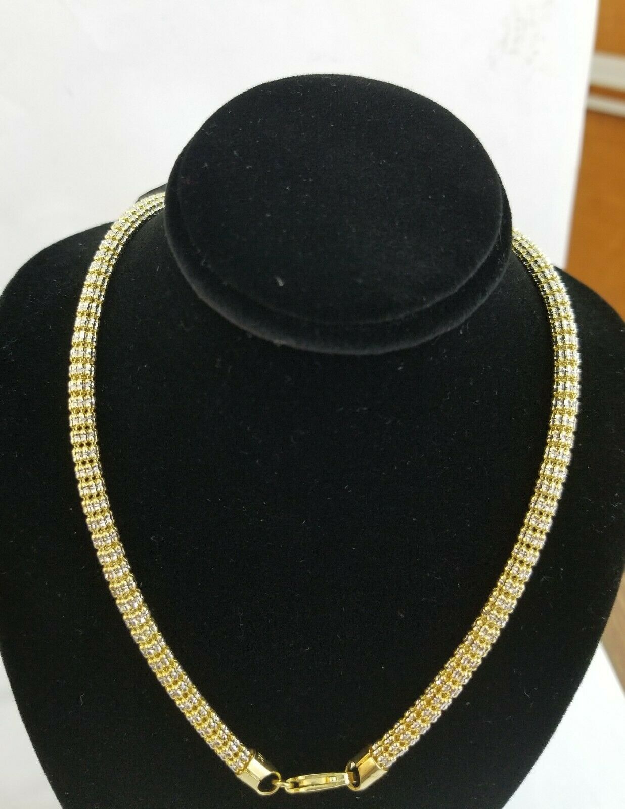 10k Yellow Gold Iced Bead Chain Diamond Cut Men Women 24" Necklace 5mm REAL