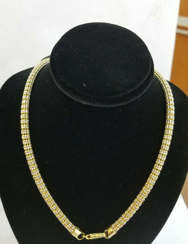 10k Yellow Gold Iced Bead Chain Diamond Cut Men Women 24" Necklace 5mm REAL