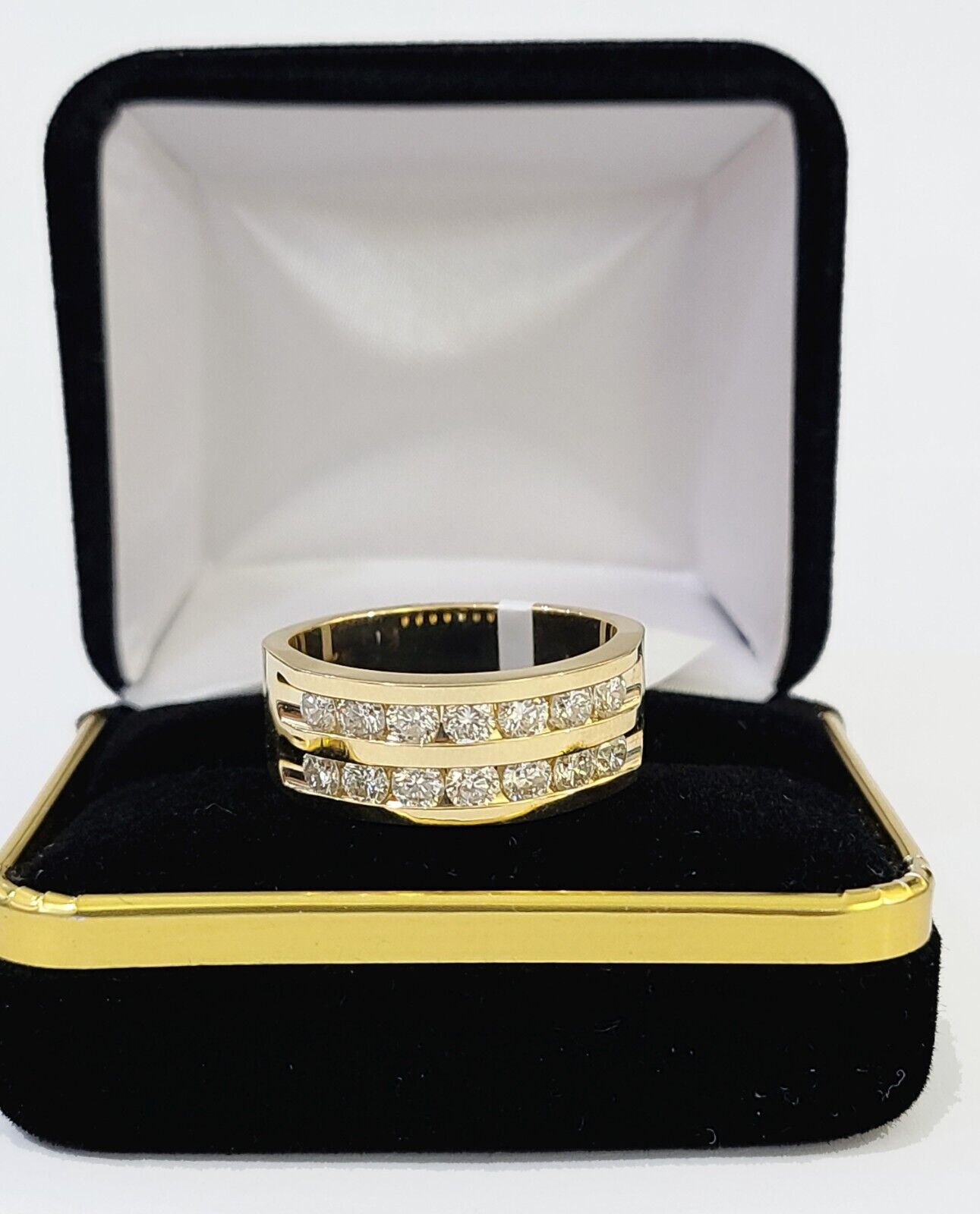 Real 14k Yellow Gold Diamond Mens Ring Band Wedding Genuine Natural