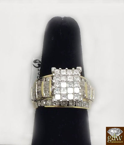 Ladies Diamond Ring Princess cut Baguette Diamonds Real 10k Gold Diamond Sizable