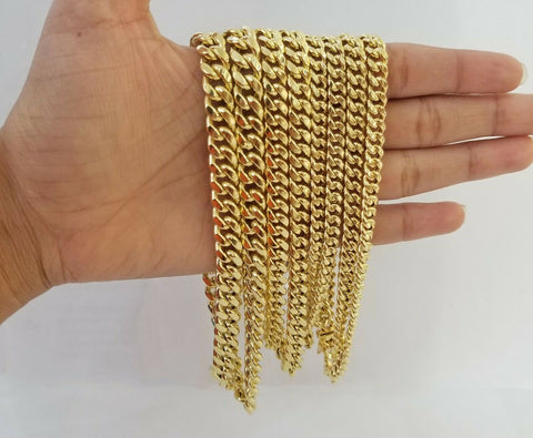 14k Yellow Gold Miami Cuban Necklace Chain 6mm-9mm,14kt Real Link Gold Chain