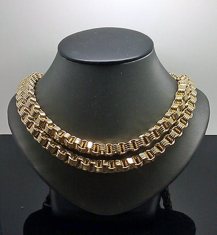10K Yellow Gold Men's Byzantine Chain Necklace 34" REAL Franco  Rope  Box