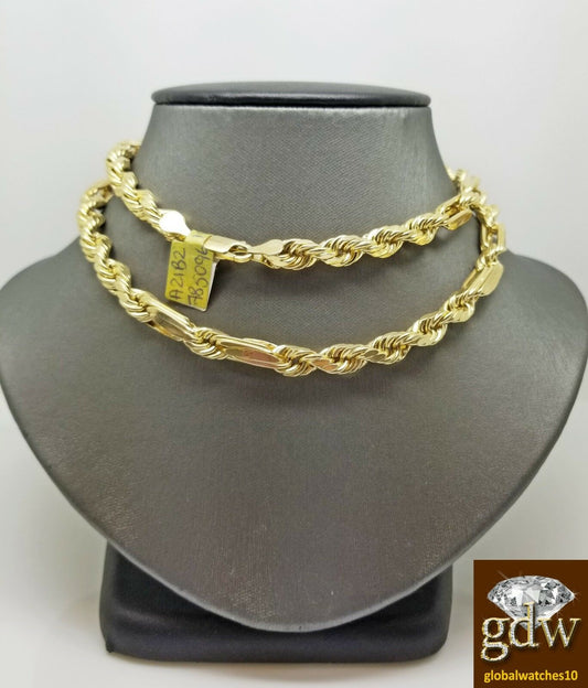 Real 10k Yellow Gold Milano Chain for Men, 24 Inches Long 7mm