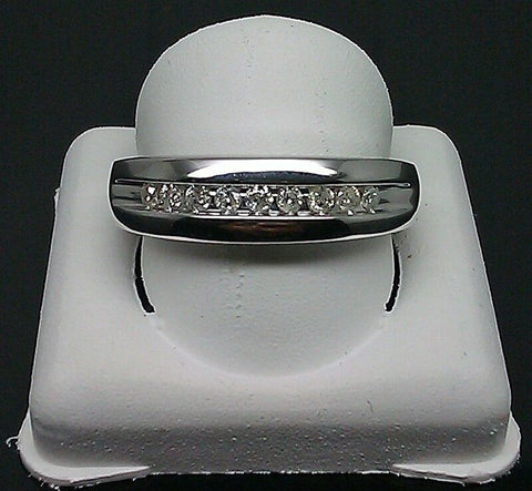 Real 10K White Gold Real 1/4CT Diamond Men  Band Ring 11 Size