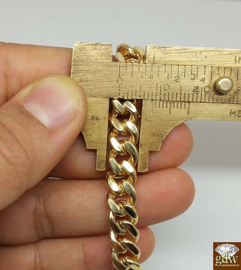 Real 10k Yellow Gold 8mm Miami Cuban Bracelet 9" Box lock