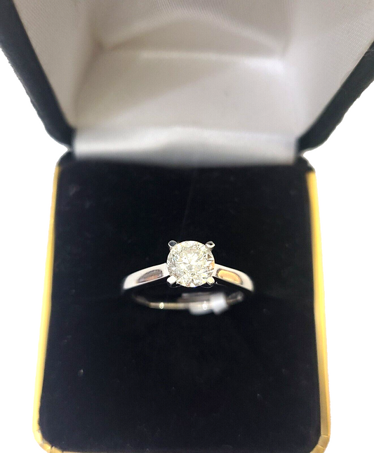 REAL 14k White Gold Diamond Ring 1.00CT Ladies Size 7 Engagement Wedding Ring