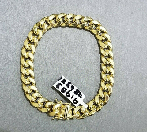 REAL 10k Yellow Gold Men's Cuban Bracelet 8.5 Inch Box Clasp 9mm link Rope