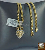 REAL 10k Gold & Diamond Lion Head Charm Miami Cuban Chain 24 Inch Men's Women