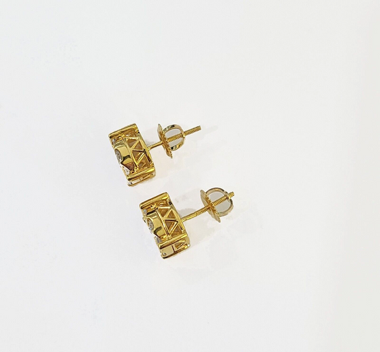 10k Yellow gold flower Earring with Real 0.99CT diamond screw-bag ,Women studs