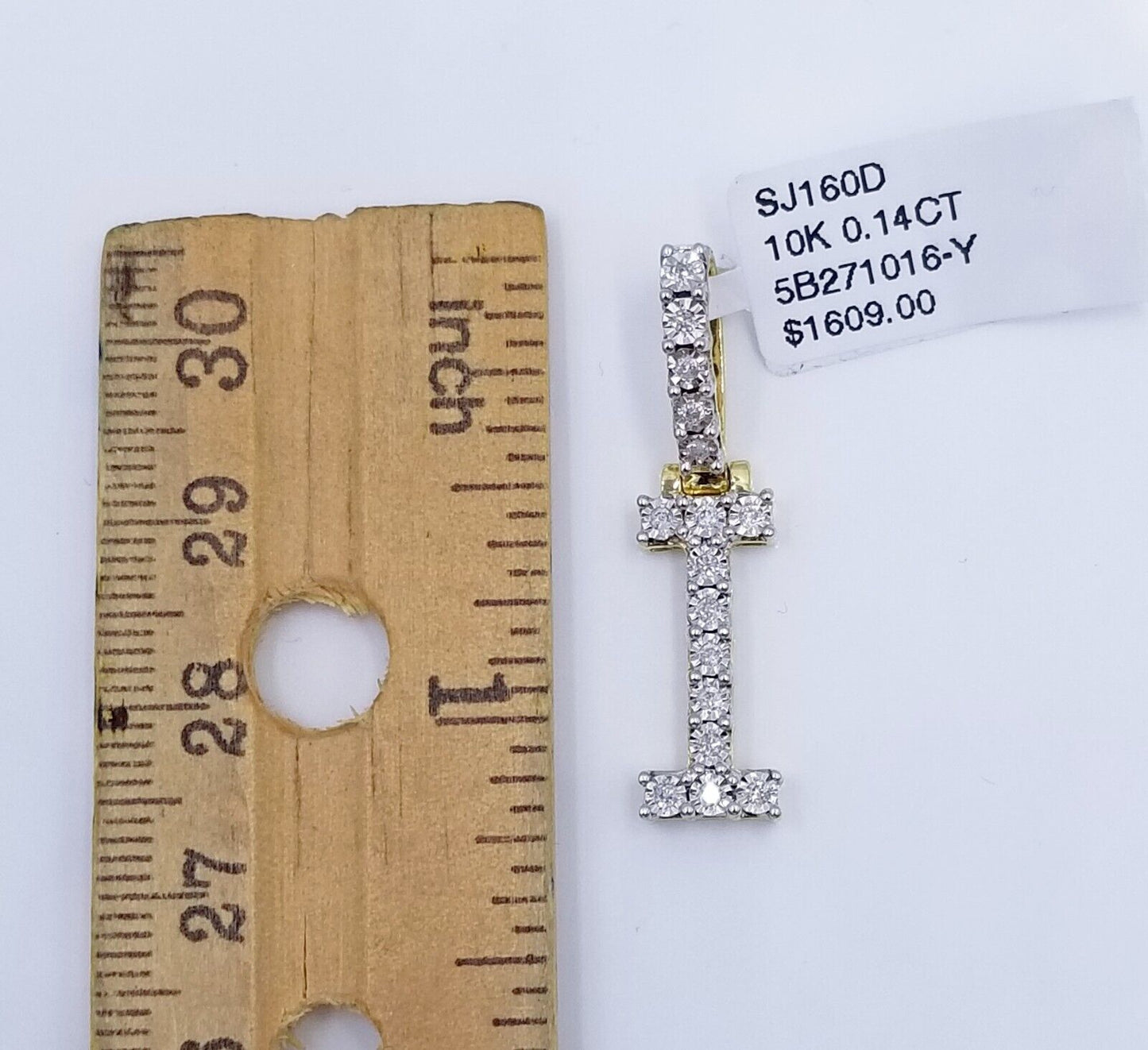 10k Yellow Gold Diamond Letter A-Z Initial Charm Pendant Real Diamond