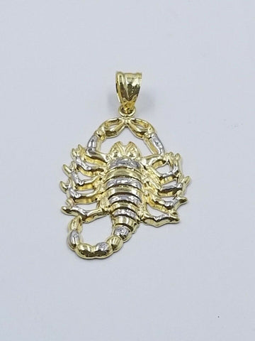 10K Gold Scorpion Charm Diamond Cut Yellow Gold Pendant Zodiac Real