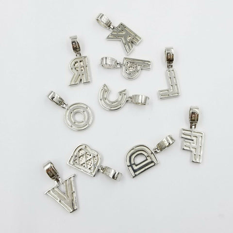 925 Sterling Silver A-Z Alphabet Charm Initial Pendent Men Women 1.25" Real