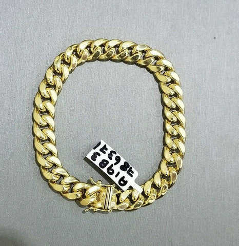 10K Yellow Gold Miami Cuban Link Bracelet  8.5 Inch 9mm