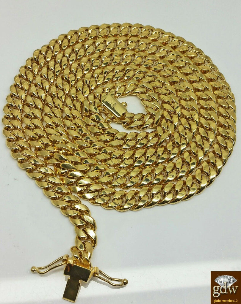 14k Gold Chain For Men's 7.1mm Miami Cuban Chain 26 inch Box Lock Strong Link