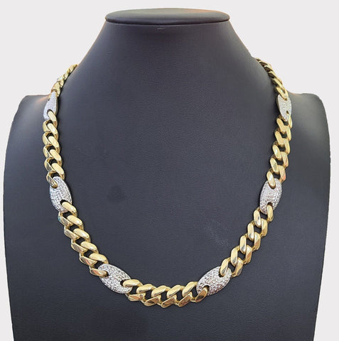 10K Yellow Gold 12mm Miami Cuban Mariner Link Chain Necklace 22" Inch Real 10Kt